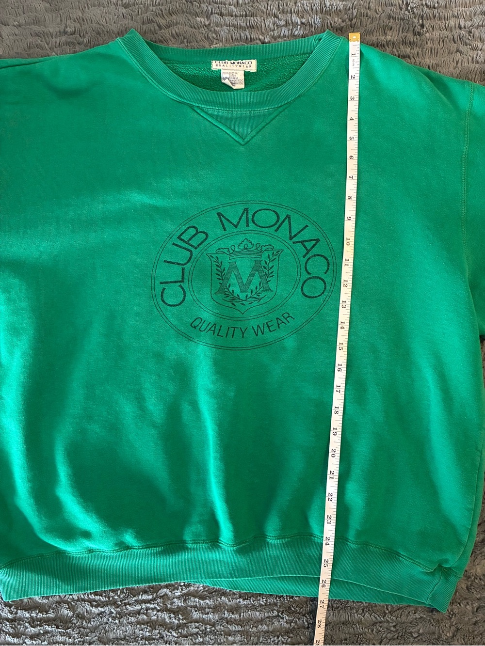Vintage Club Monaco Men's Green Logo Sweatshirt Made in Hong Kong - Picture 6 of 7